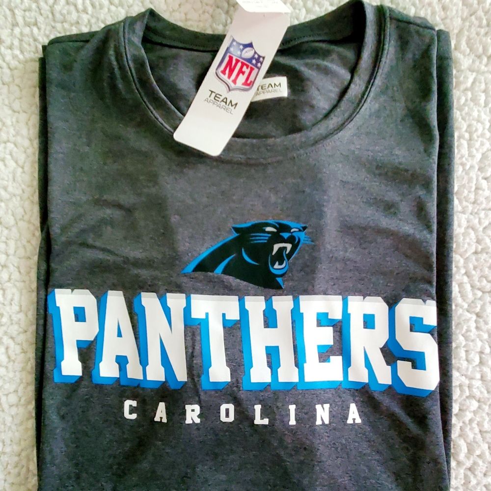 NFL Panthers Dark Gray Tee with Blue and White Logo